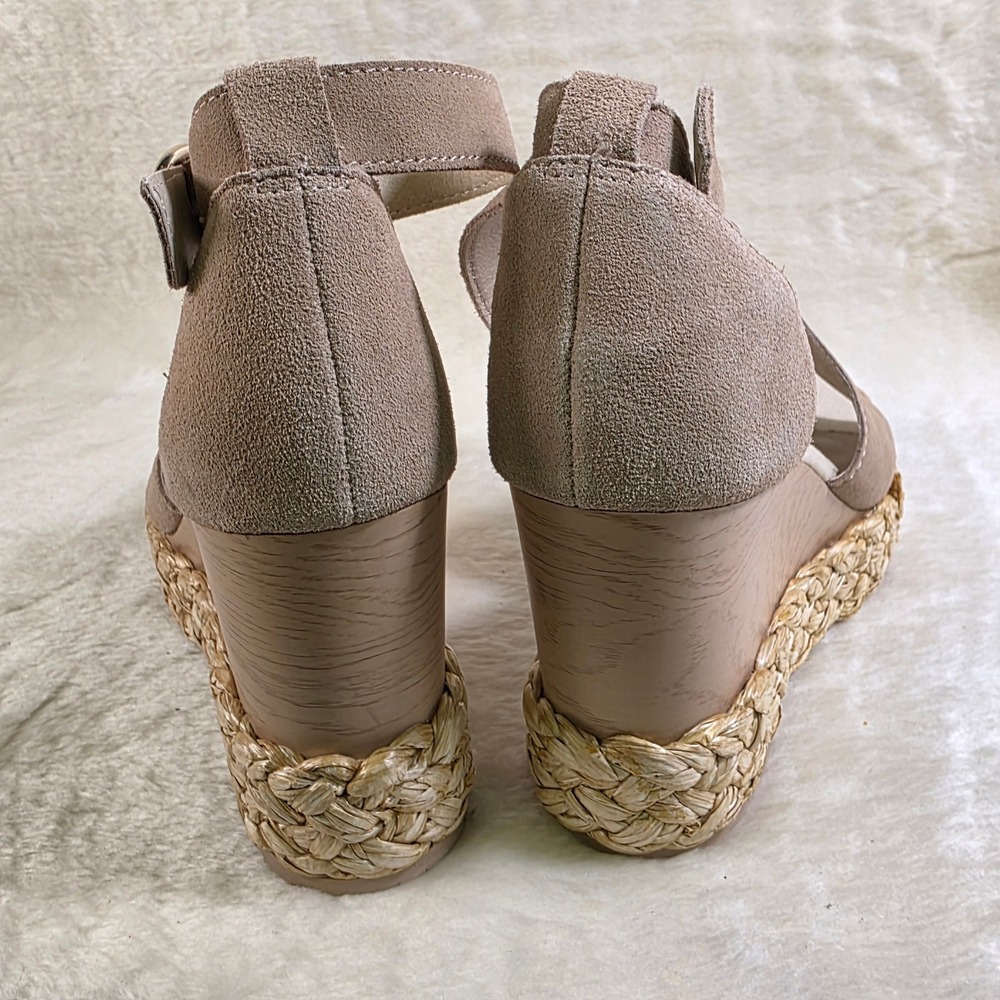 Dolce Vita Oits Wedge Platform Sandals Tan Nude Suede Espadrille Women 9 NEW - Picture 5 of 7